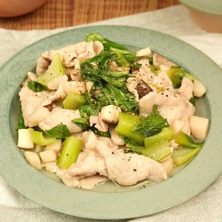 豚ロースとチンゲン菜のにんにく炒め