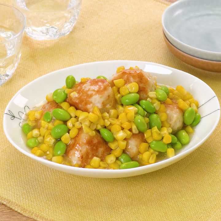 鶏つくねと枝豆の柚子胡椒風味