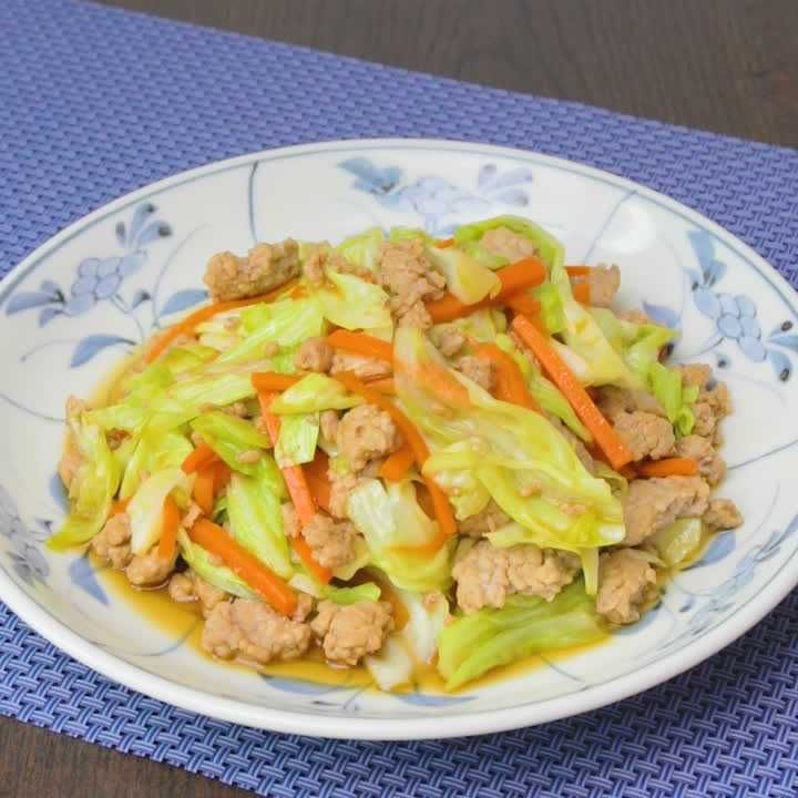 豚ひき肉とキャベツの甘辛炒め
