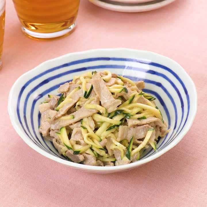 豚とズッキーニのわさびマヨ和え