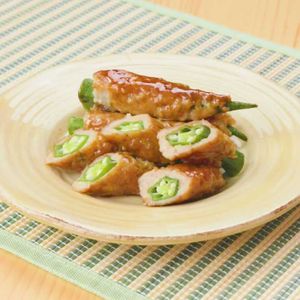 「オクラのひき肉巻き」のレシピ動画
