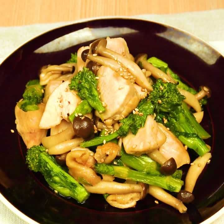 菜の花と鶏の塩炒め