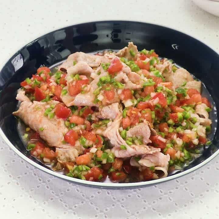 彩り野菜のサルサ風漬け豚しゃぶ