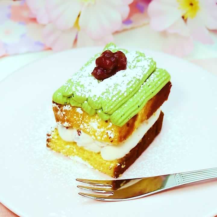 抹茶のカステラショートケーキ