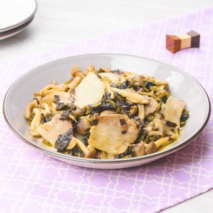 豚バラ肉ときのこの高菜炒め