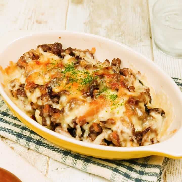 牛肉となすのチーズ重ね焼き