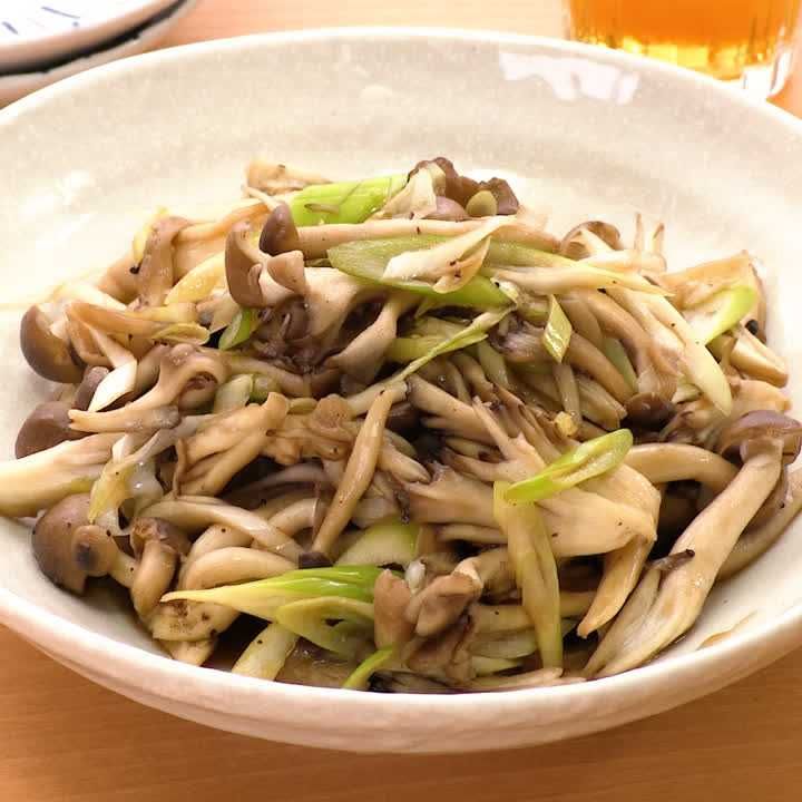 舞茸としめじのねぎポン炒め