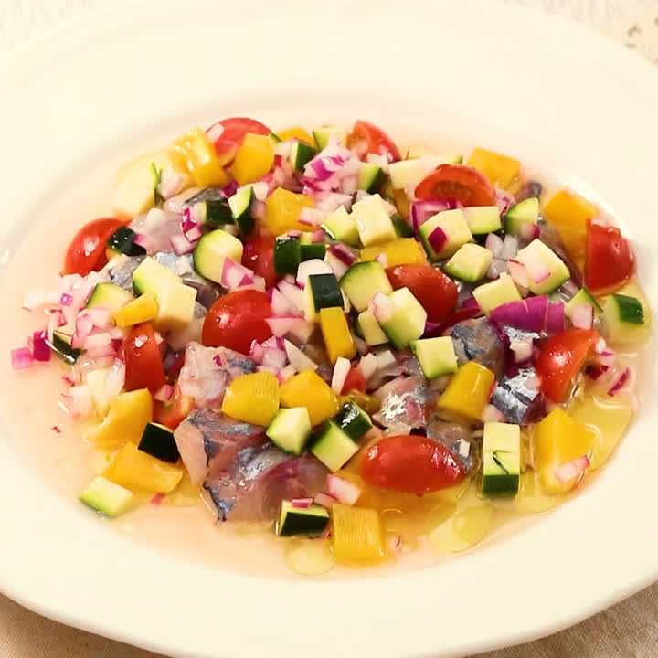 アジのコロコロ野菜カルパッチョ