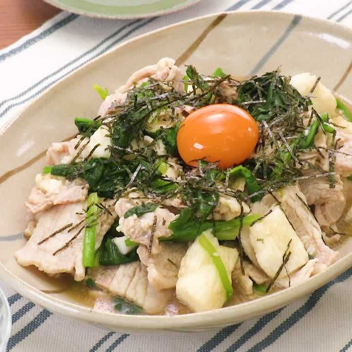 豚肉と長芋のめんつゆ和え