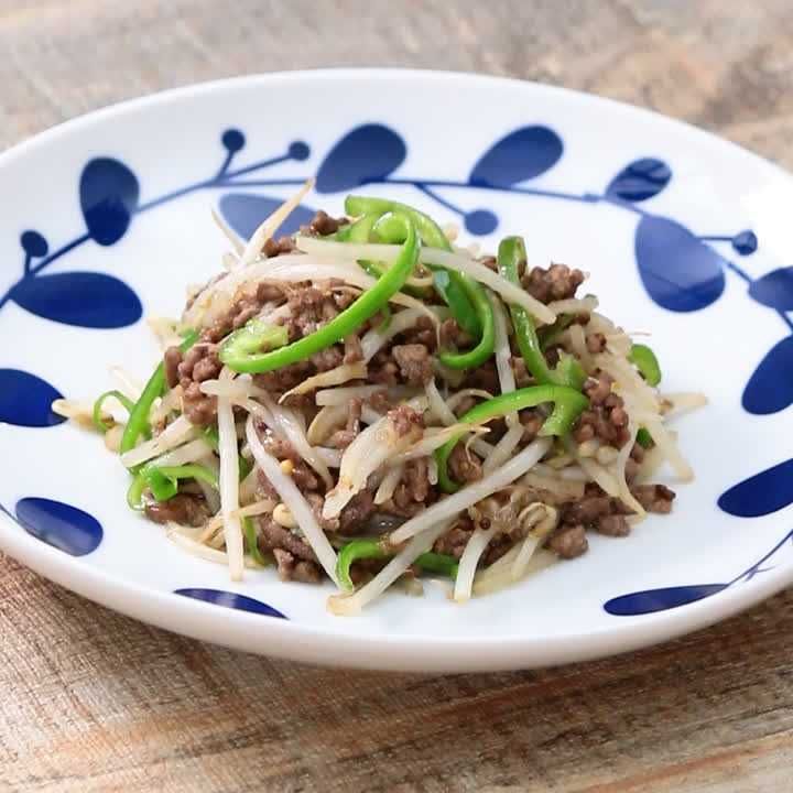 合びき肉ともやしのマスタード炒め