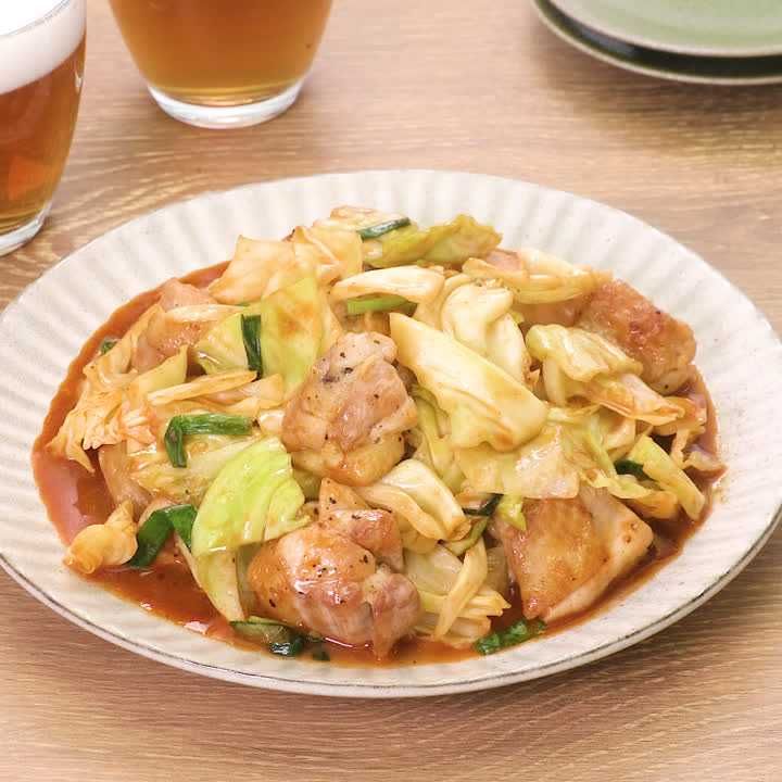 キャベツと鶏もものコチュマヨ炒め