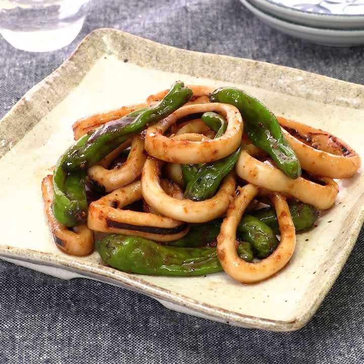ししとうとイカの甘辛炒め