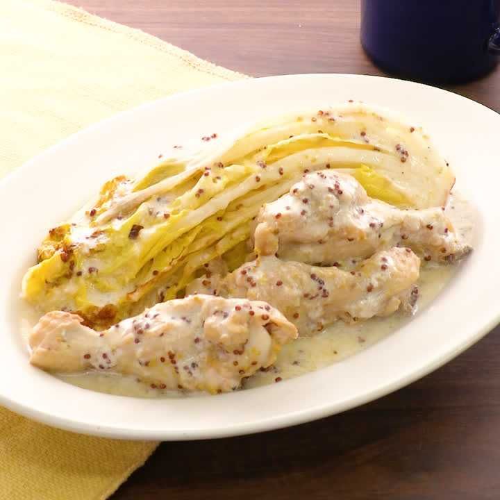 鶏手羽元と白菜のマスタードミルク煮