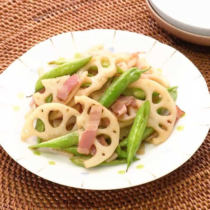 れんこんといんげんの甘辛炒め