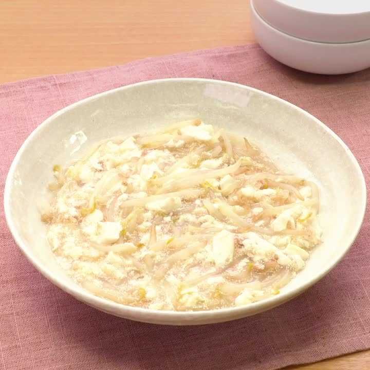 くずし豆腐のもやし明太あん