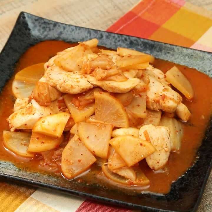 大根と鶏むねのキムチ炒め