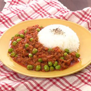 「グリーンピースキーマカレー」のレシピ動画