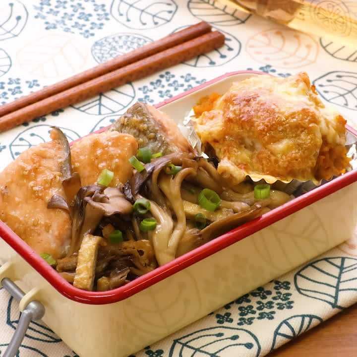 まいたけと油揚げのめんつゆ炒め弁当