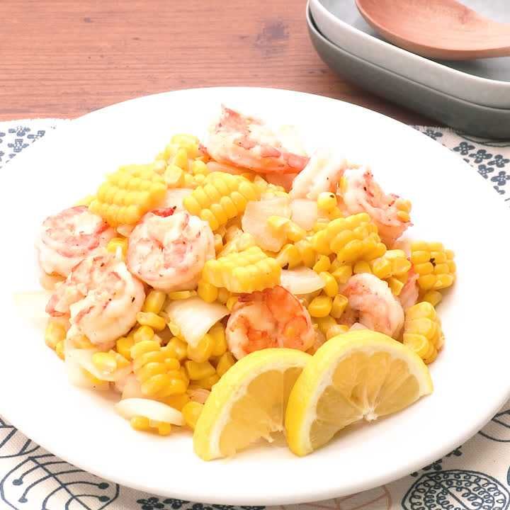 とうもろこしとえびの洋風炒め