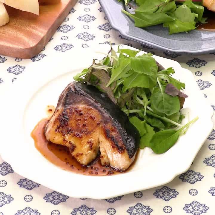 ハニー粒マスタードのブリ照り