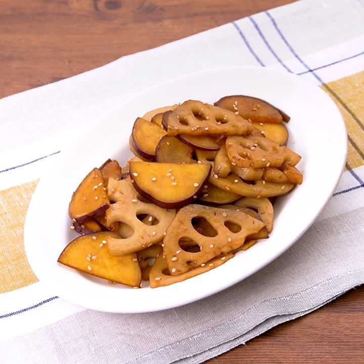 さつまいもとれんこんの金平