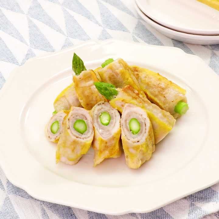 アスパラの豚肉巻きピカタ風