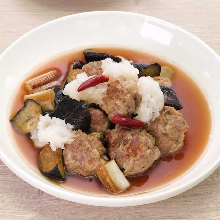 豚こまボールとなすで南蛮漬け