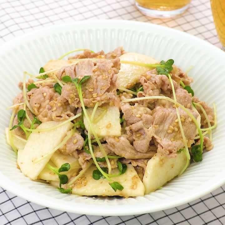 豚ロースと長芋のごま和え