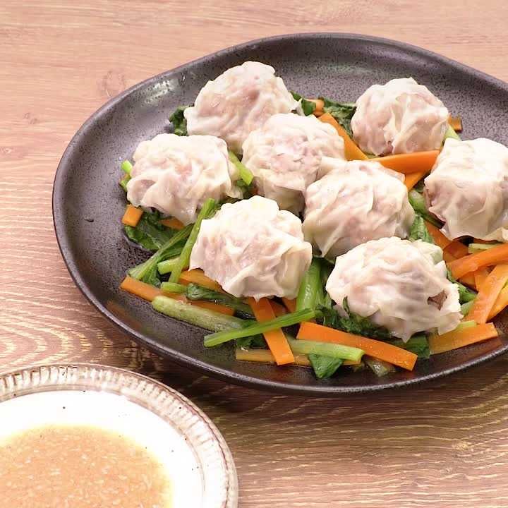 豚こまボールでレンジシュウマイ