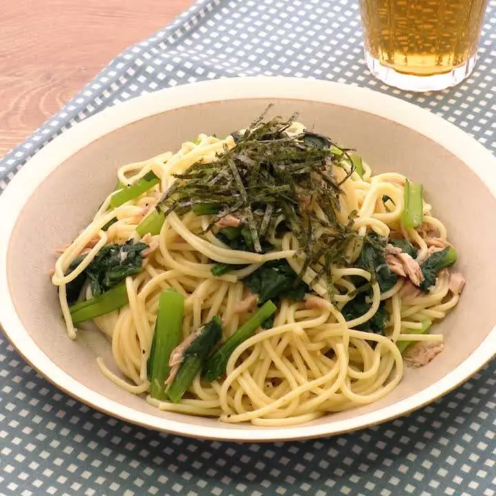 小松菜とツナの和風にんにくパスタ