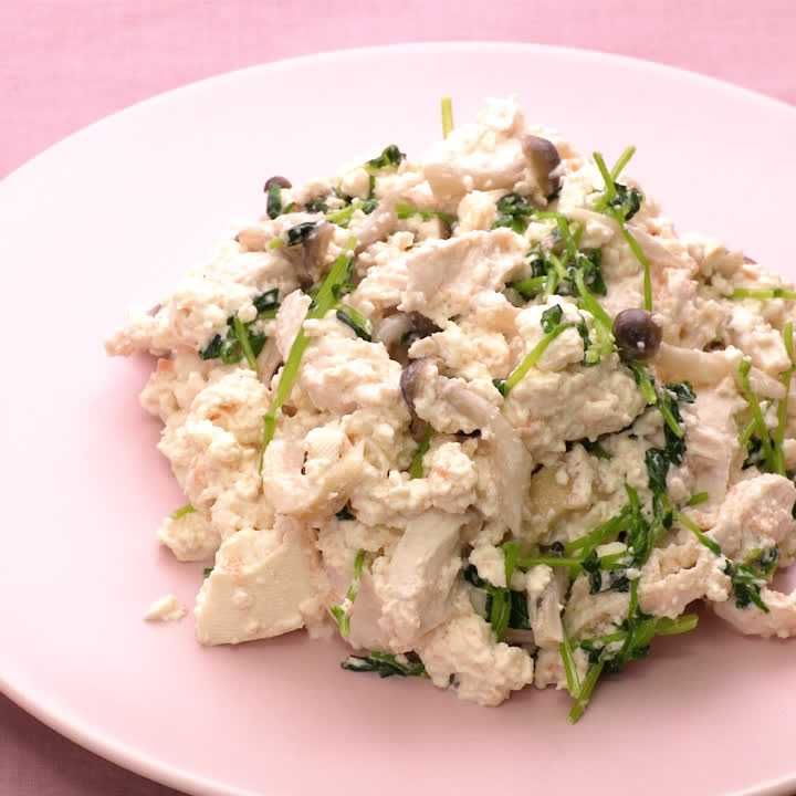 たらこマヨのゆで鷄豆腐サラダ