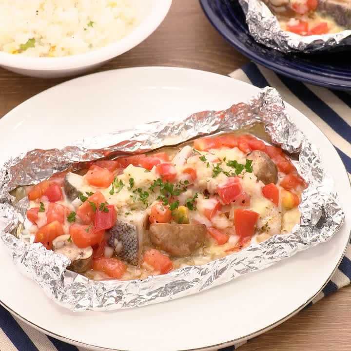 タラのトマトチーズホイル焼き