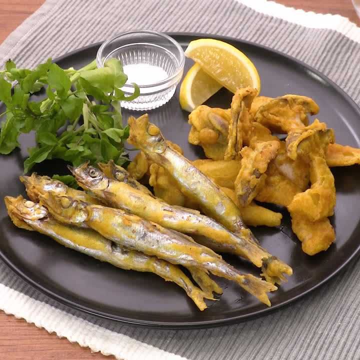 ししゃもとエリンギのカレー揚げ