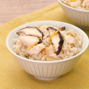 焼きしいたけと鶏肉のゆずご飯