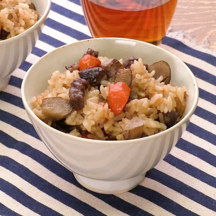 牛肉とごぼうの炊き込みご飯