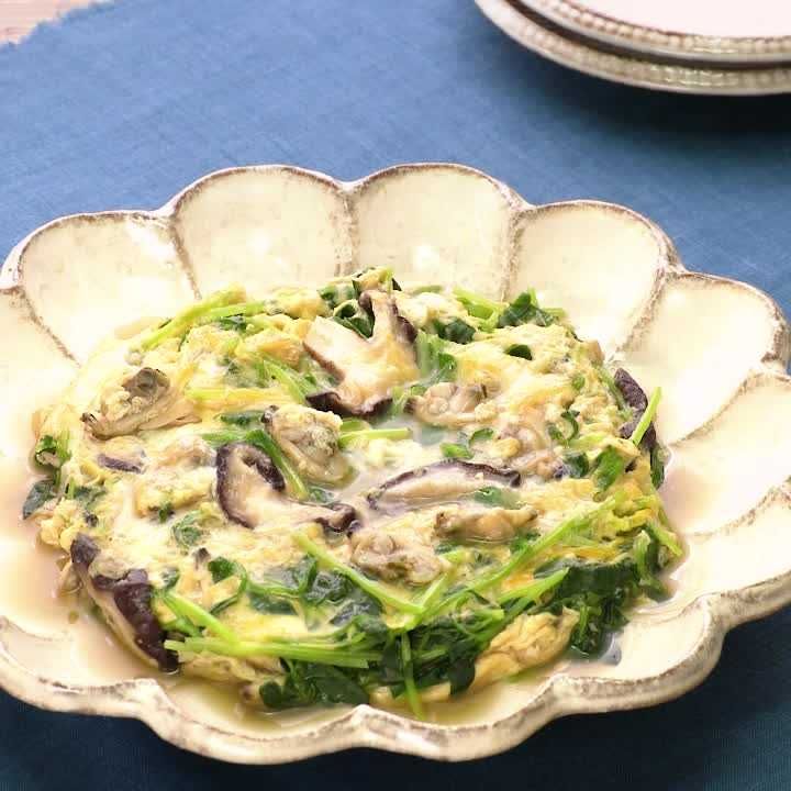 あさりと豆苗の卵とじ