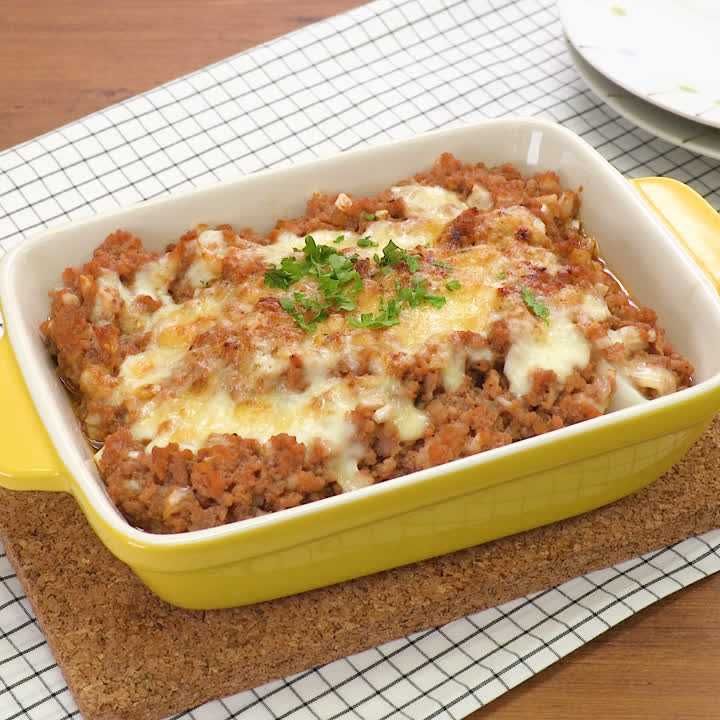 里芋と豆腐のミートグラタン