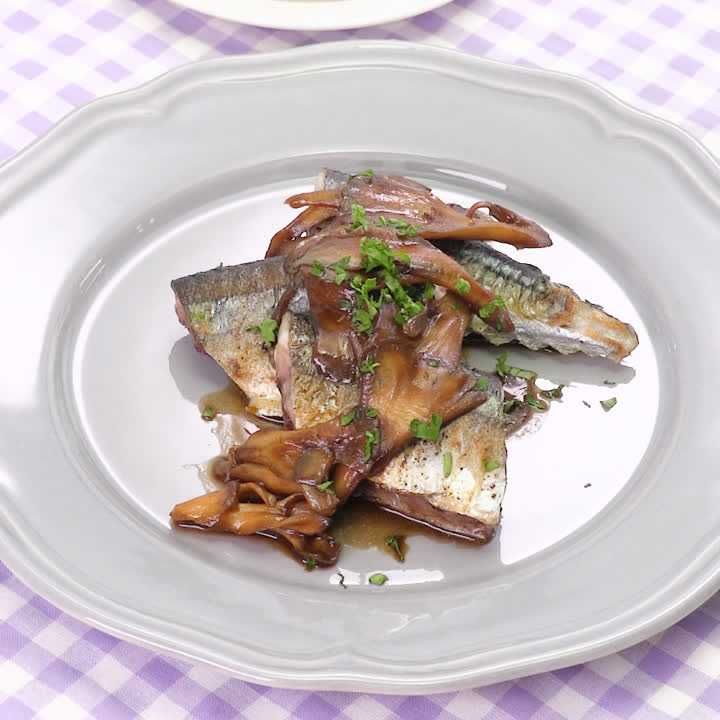 サンマときのこのバルサミコソテー