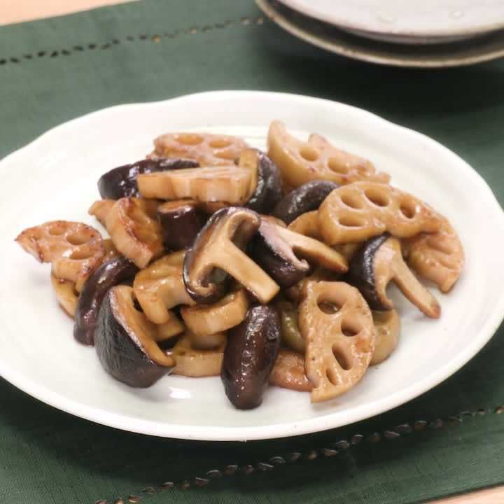 しいたけとれんこんの甘辛炒め