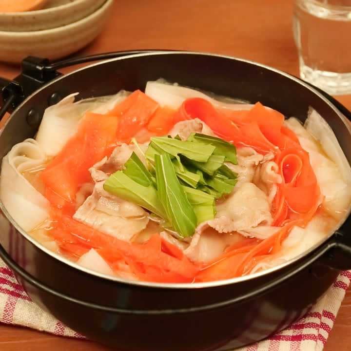 リボン野菜と豚バラの味噌鍋