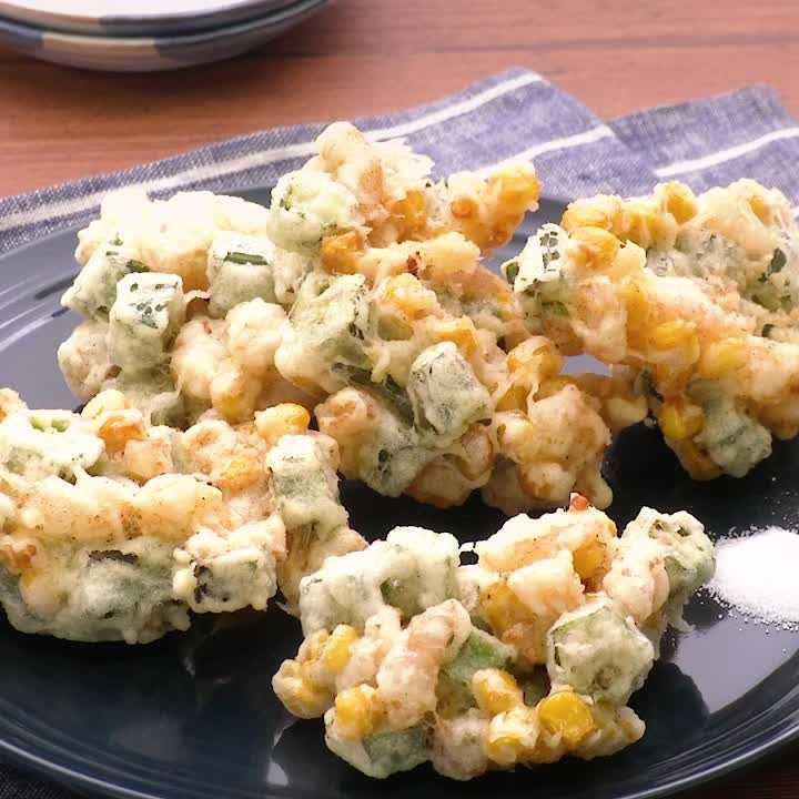 えびとオクラのかき揚げ