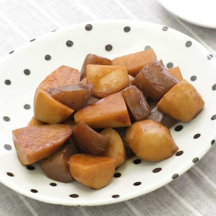 ごろっと食べ応え 里芋とこんにゃくの甘辛炒め煮のレシピ動画 作り方 Delish Kitchen