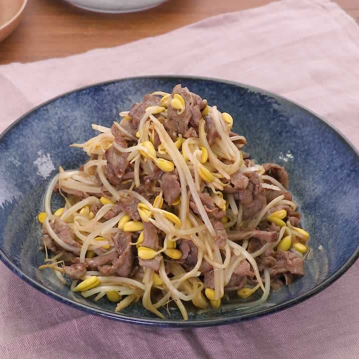 牛肉と豆もやしのオイスター炒め