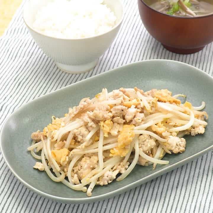 鶏ひき肉と卵のマヨポン酢炒め