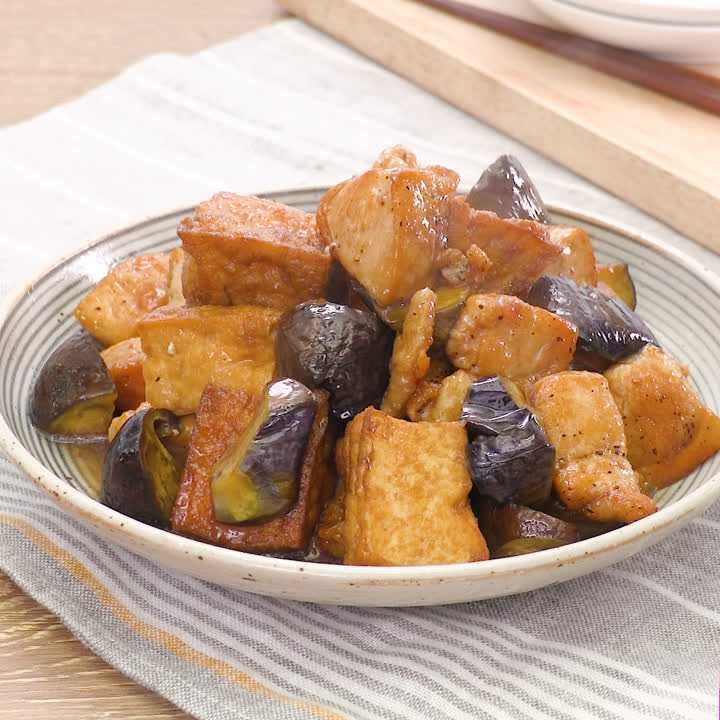 鶏むねと厚揚げの甘辛炒め