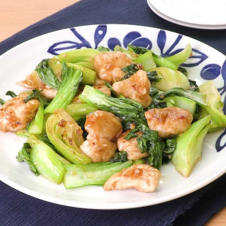 チンゲン菜とささみのオイスター炒め