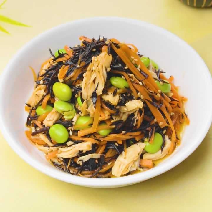 ささみとひじきの甘酢和え