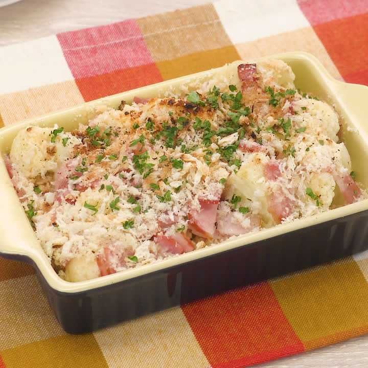トースターで簡単 ベーコンとカリフラワーのチーズ焼きのレシピ動画 作り方 Delish Kitchen