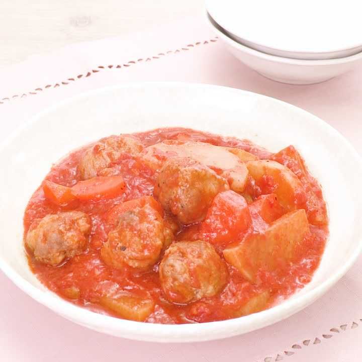 豚こまボールのトマト煮込み