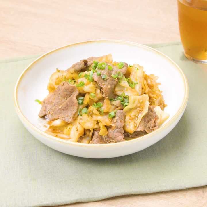 キャベツと牛肉のピリ辛煮